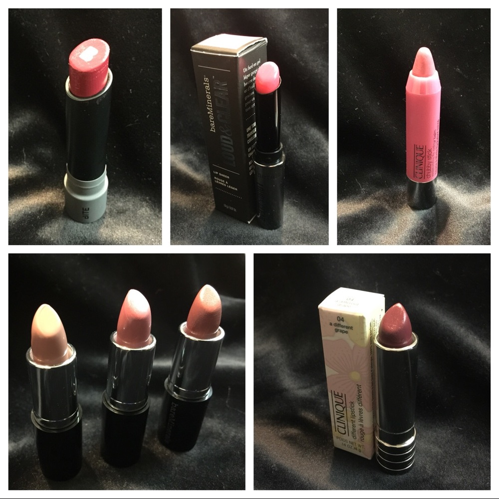 7 Lipsticks BareMinerals, Clinique, Bite + Bag